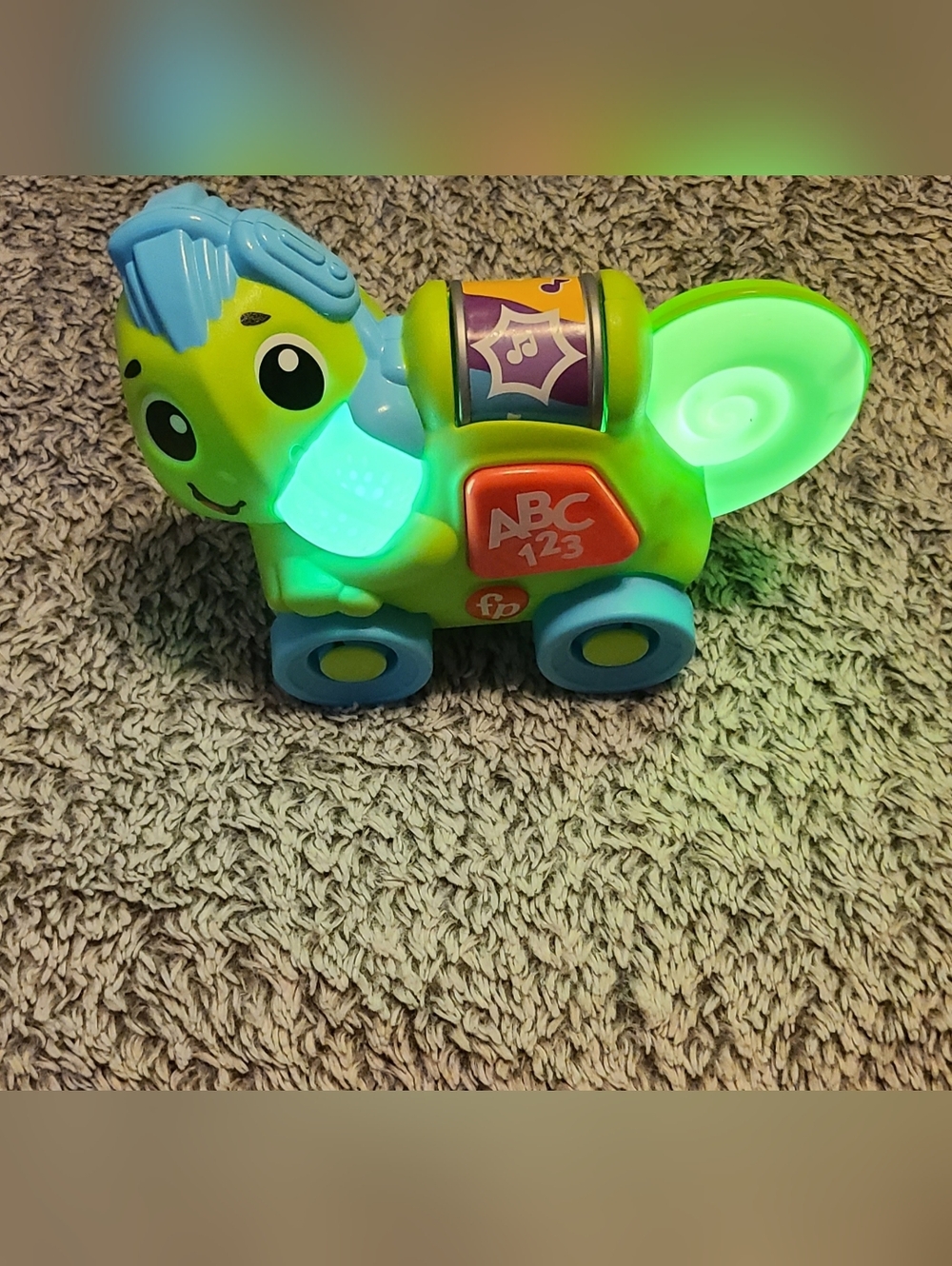 Fisher-Price Light-Up ABC 123 Learning Pull Toy — Green, Blue & Yellow